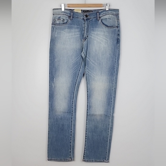 NWT Rica Lewis Men's Denim RL80 Straight Fit Faded Blue Jeans Size 34 - Picture 1 of 15